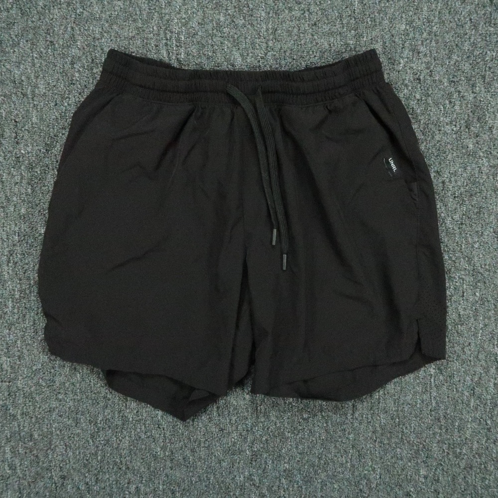 UNRL Shorts Mens Large Black Athletic Zip Pocket Stretch Running